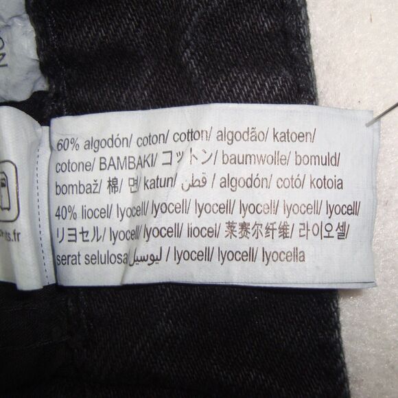 NEW! Zara Womens High Rise Full Length Wide Leg Raw Hem Black Jeans Size 14 - Picture 9 of 12